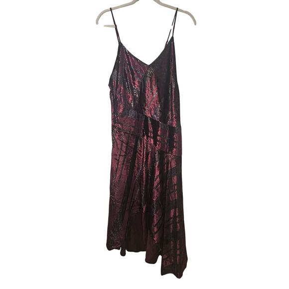 Parker Womens Selma Velvet‎ Metallic Midi Dress Burgandy Purple Womens 8 NWT - Picture 2 of 7